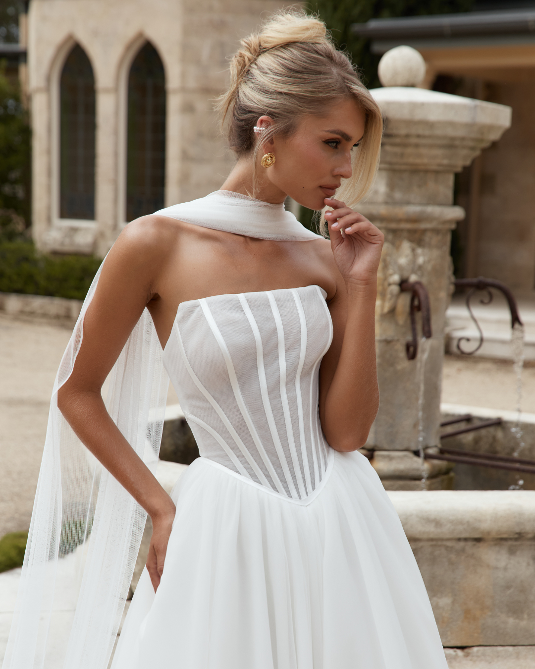 Shawl Scarf Wedding Dress Chic A-Line Wedding Dress And Neck Scarf |Kleinfeld Bridal Shawl Scarf Wedding Dress Chic A-Line Wedding Dress And Neck Scarf |Kleinfeld Bridal